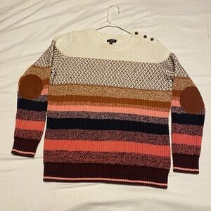 💚 Talbots | multi colour knit sweater with elbow patches - small petite